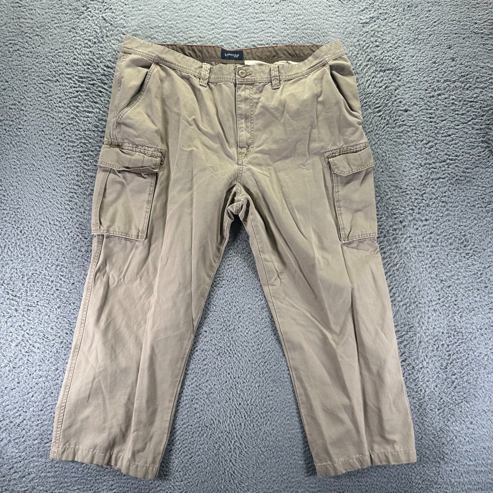 St. John's Bay Pant Mens 42x27 Beige Cotton Cargo Straight Leg Workwear Utility